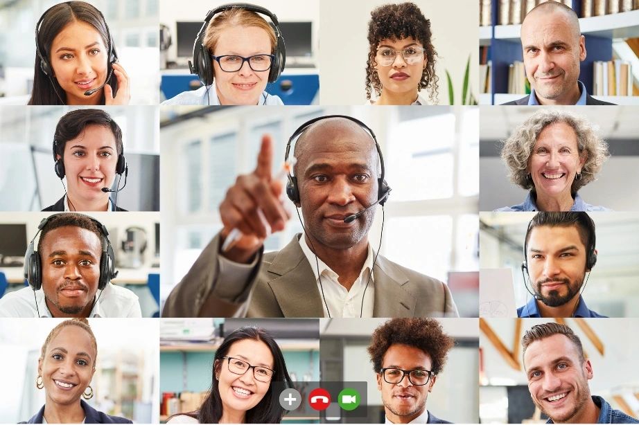 Faces of different people who are on a video conference