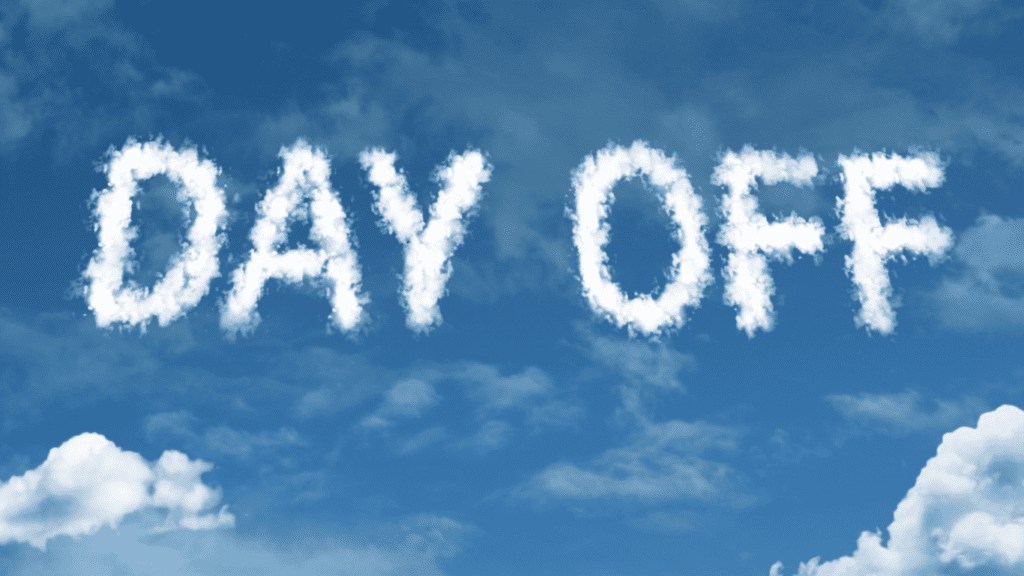 day off sign in clouds