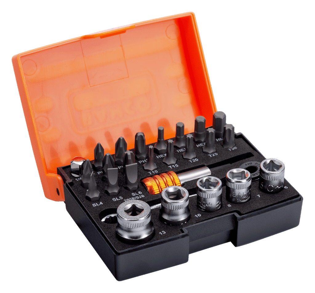 Bit and socket set example of field service engineer tools