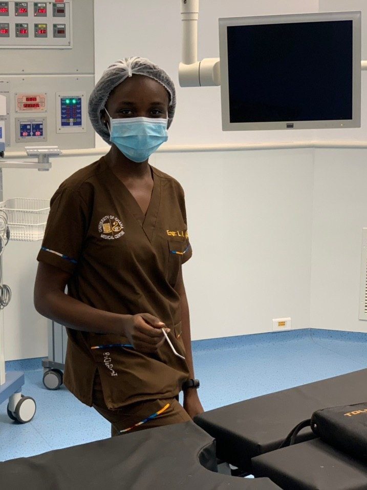 Lina A Asante at work as a medical woman field engineer 