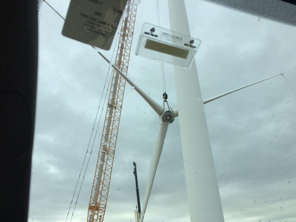 wind turbine blade being lifted