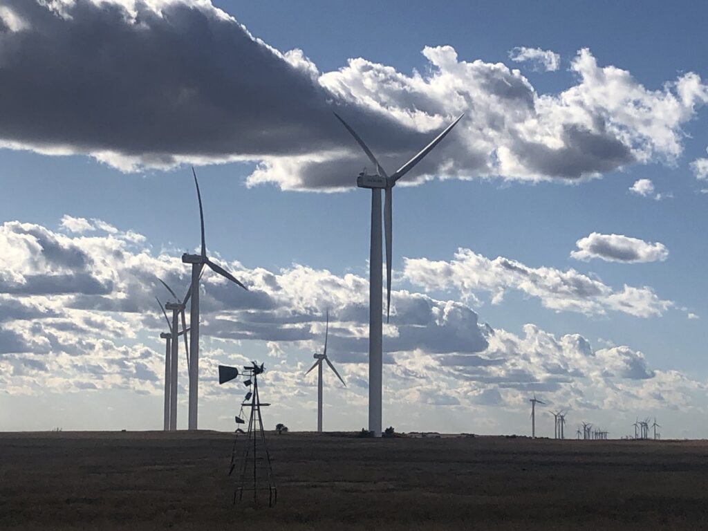 wind farm and clouds