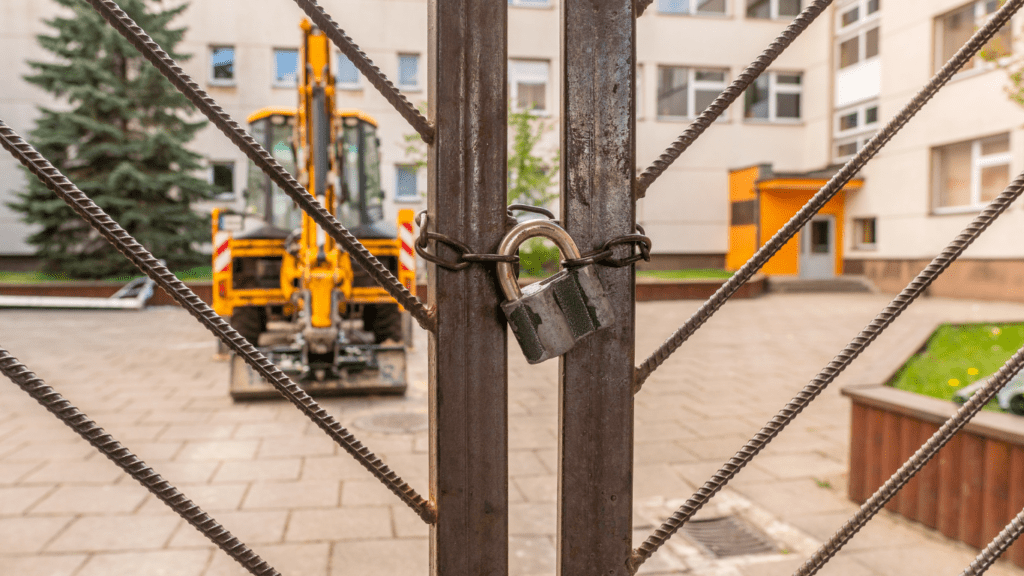 metal gates with padlock
