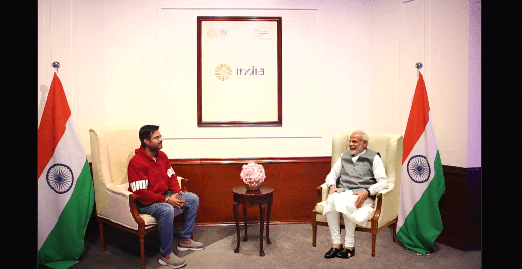 Ajit Singh Rathod with PM Modi in Dubai Expo