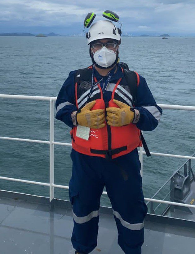 Arturo Gonzalez Alfa Laval Service Engineer on deck of ship at sea
