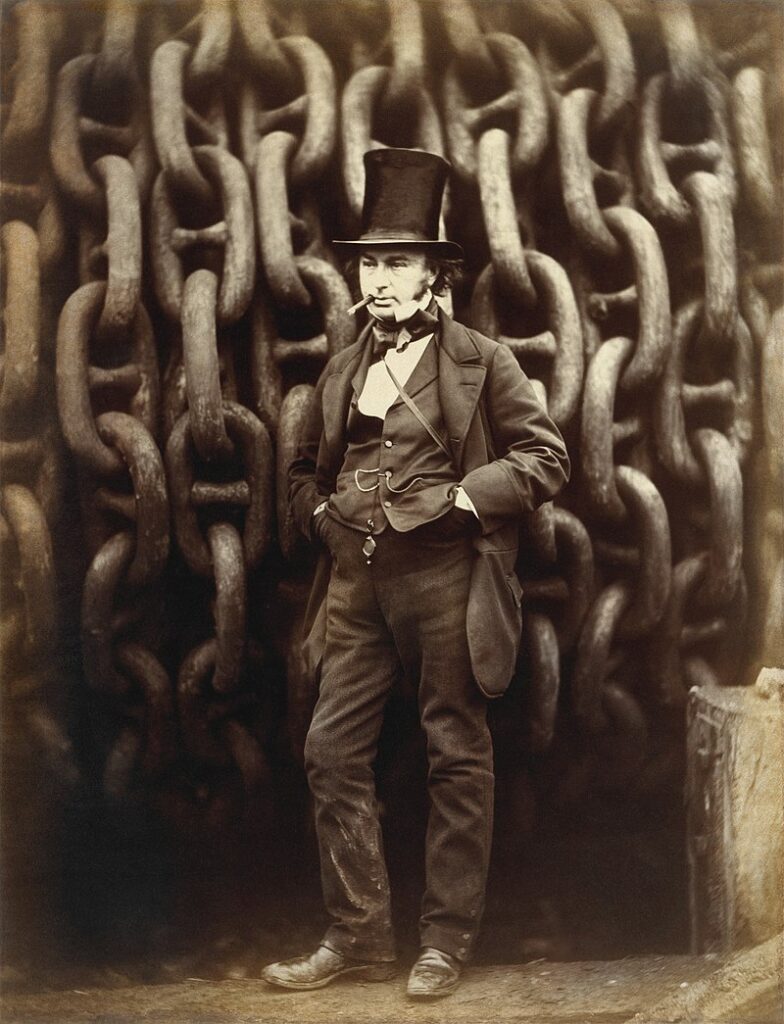 Isambard Kingdom Brunel standing by anchor chain drum
