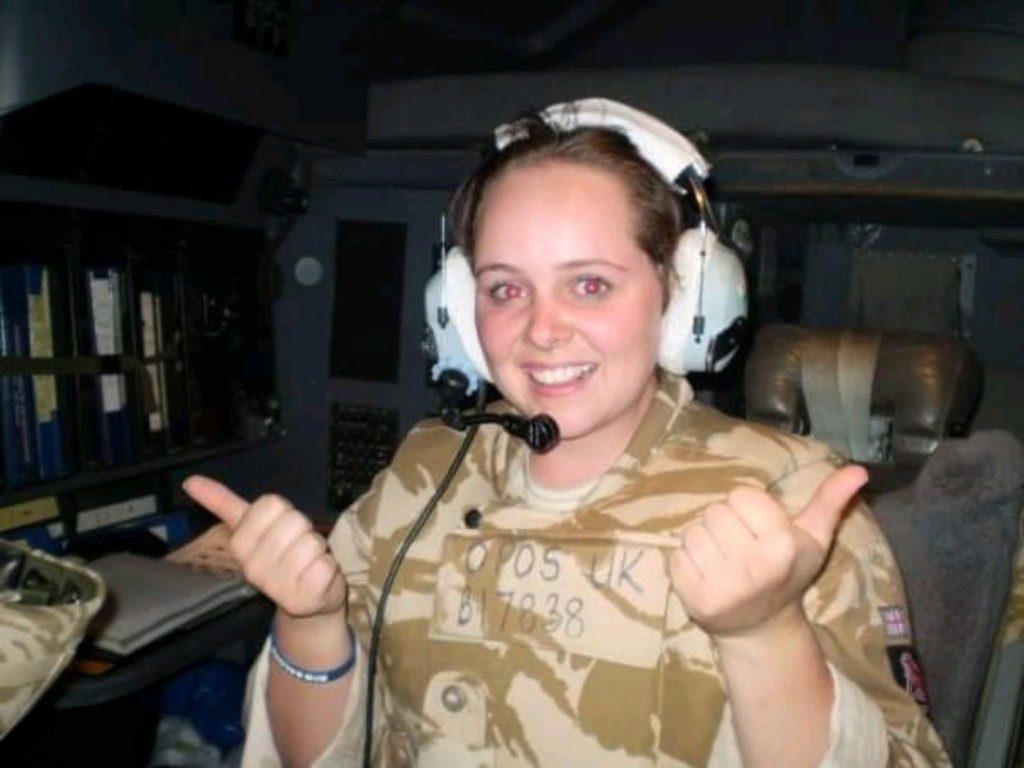 Natalie Aixill in Herculean plane cockpit
