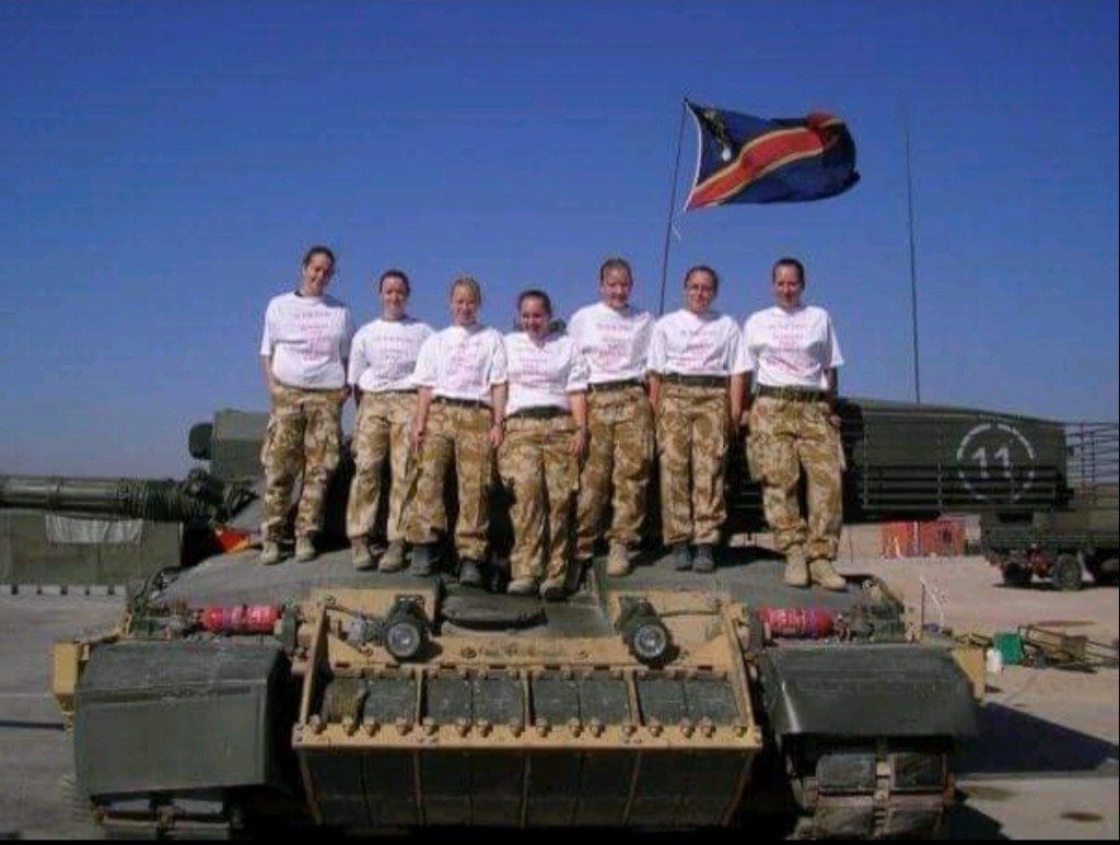 Natalie Aixill with army colleagues just before a half marathon for breast cancer