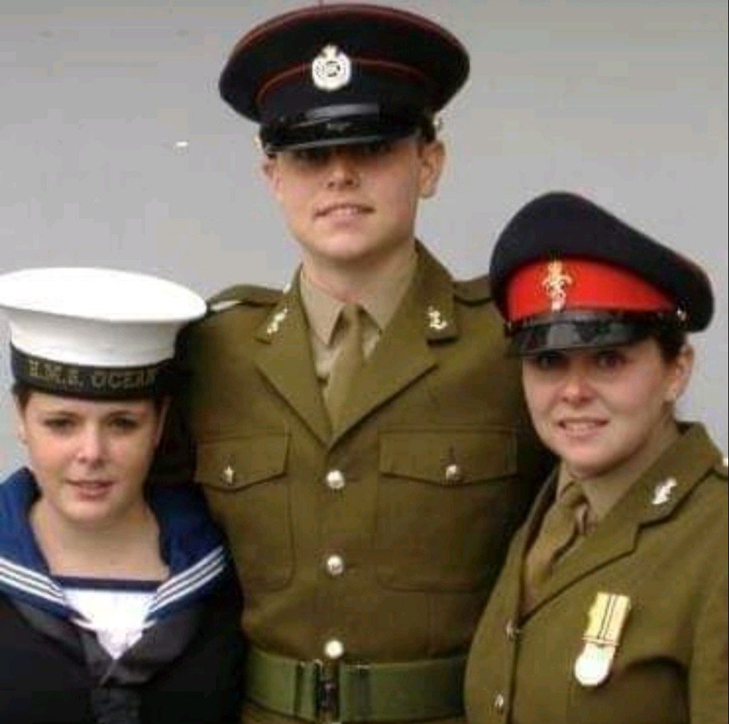 Natalie Aixill with her sister (Navy) and brother (Royal Engineers)