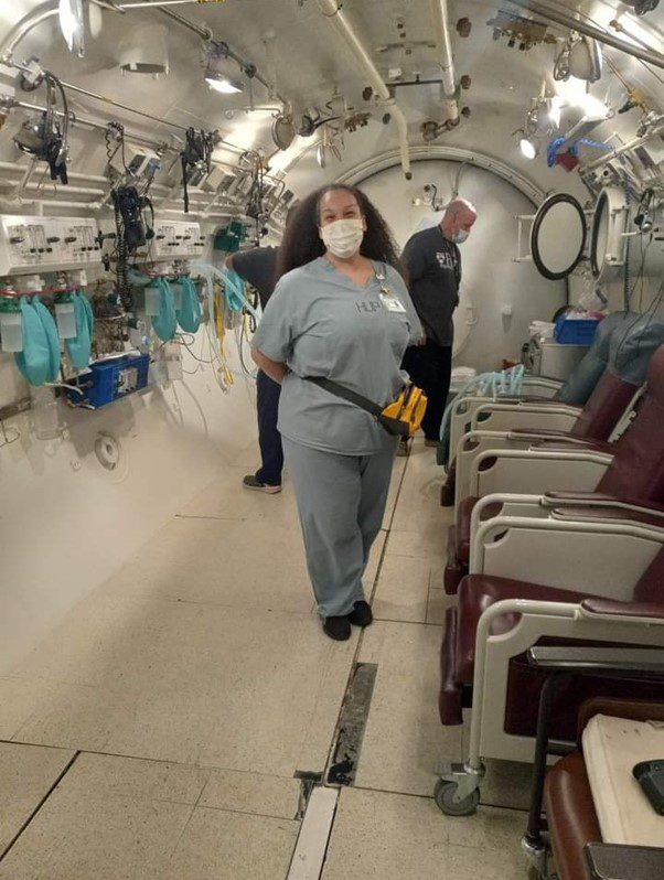 Nicole Ruffin Being introduced to a Hyperbaric Chamber at the Hospital of the University of Pennsylvania