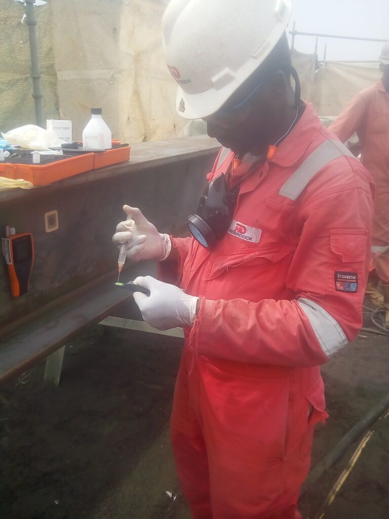 Olufemi Makinde Marine Coating Inspector Inspection and Test for level of soluble salt contamination using a conductivity meter