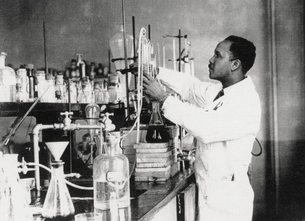 Percy Lavon Julian in the lab