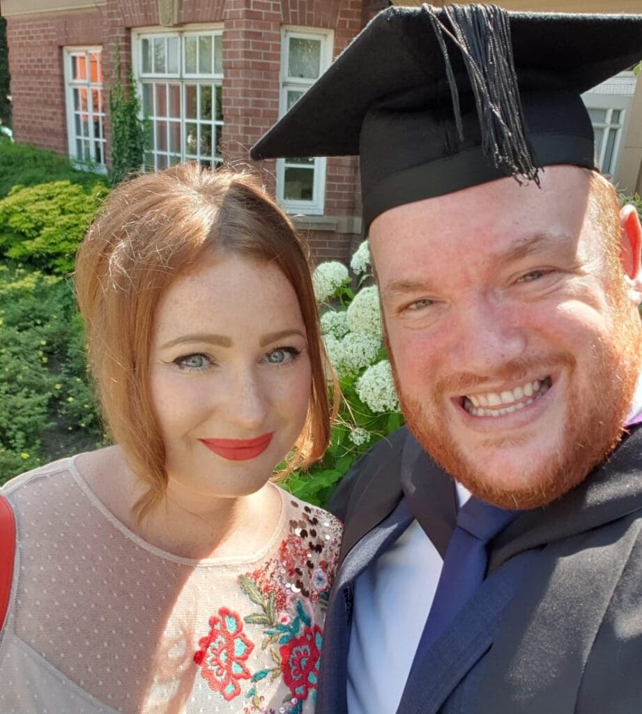 Phil McNicholas at his graduation with his wife Rachael