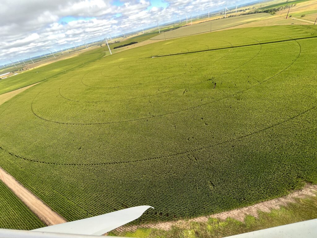 view from top of turbine of wind farm