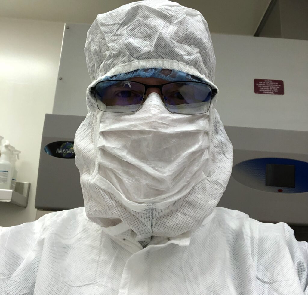 Russell Neyhart Field Service Engineer Miltenyi Biotec in full PPE