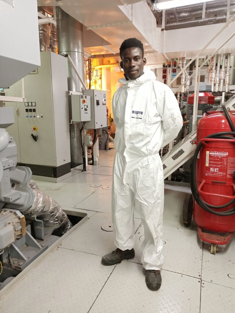 Wilson Gogo Marine Engineer onboard ship clean boiler suit