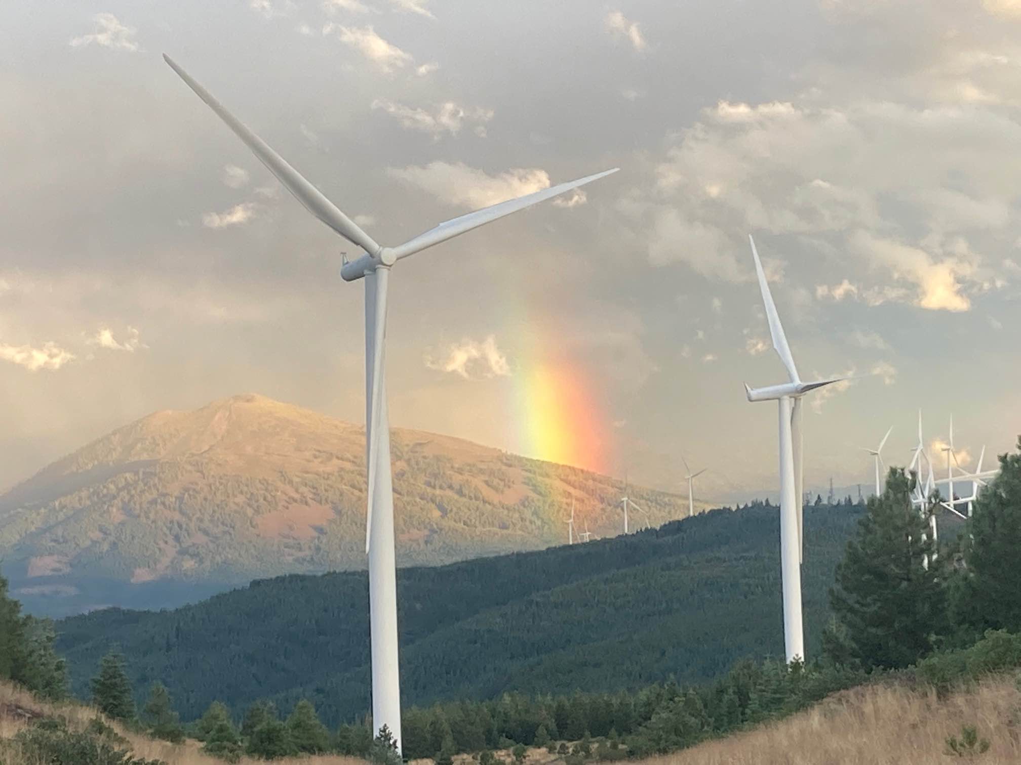 Wind Turbines with rainbow