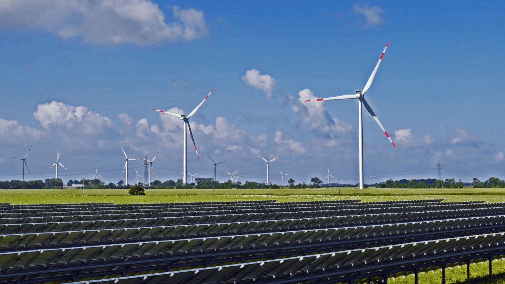 wind farm with solar panels