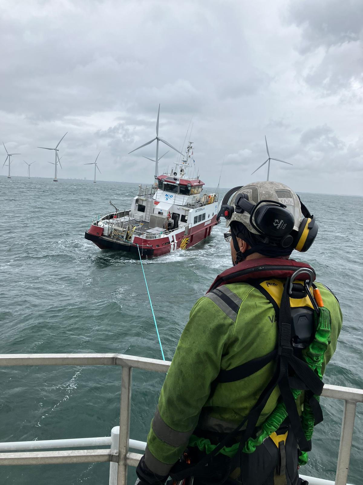 At sea in wind farm