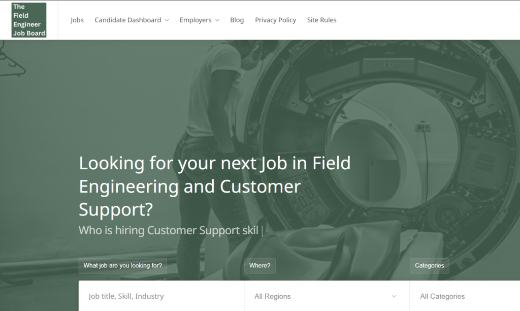 The field Engineer Job Board Screenshot