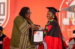 Linda Akosua Essilfie biomedical engineering student receiving her degree