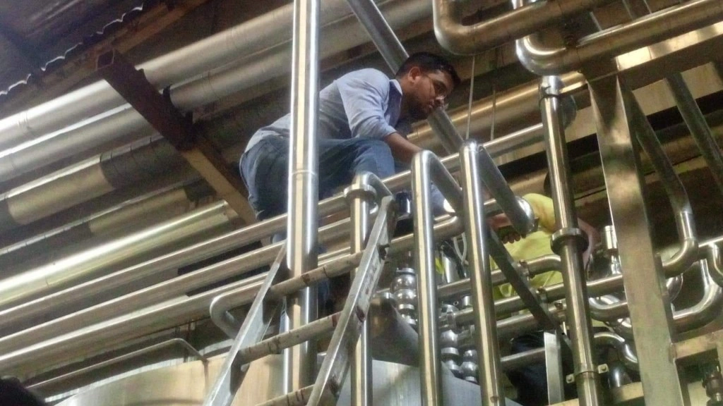 Sajib Nandy Electrical and Automation Engineer Changing the Conductivity meter sensor at Milk plant in Akij food and beverages ltd