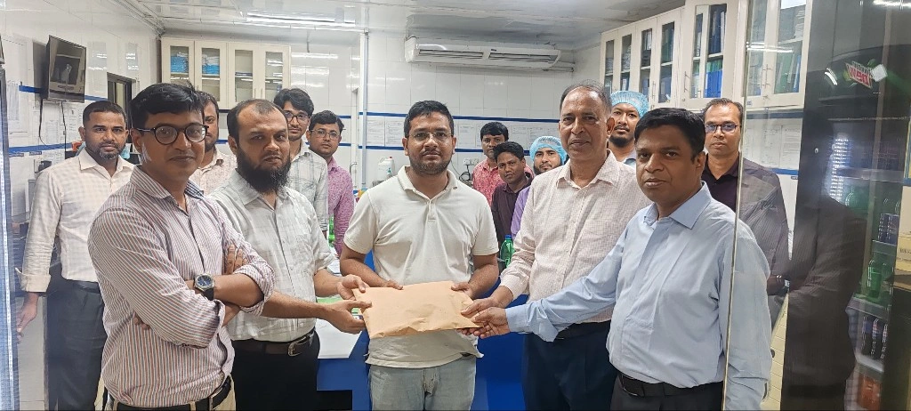 Sajib Nandy Electrical and Automation Engineer during appreciation of work in Transcom Beverages Ltd